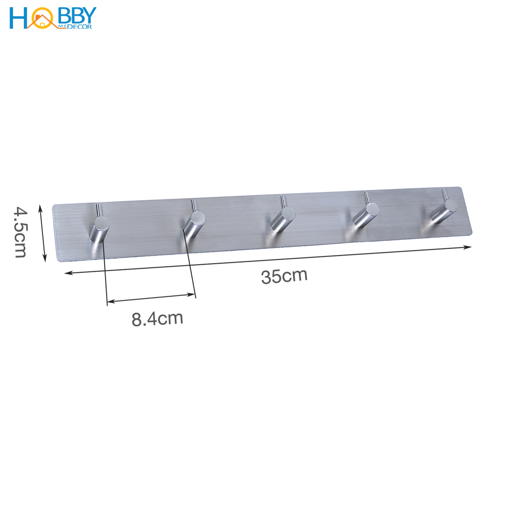 Thanh treo quần áo khăn tắm 5 chấu dán tường gạch men Hobby Home Decor 5TV160 inox 304 kèm keo dán