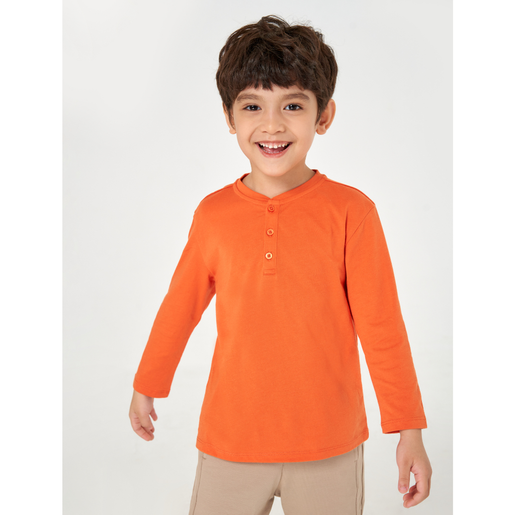 Combo 2 áo mặc nhà bé trai CANIFA áo dài tay chất liệu cotton cổ tròn cài cúc 2LA22W007