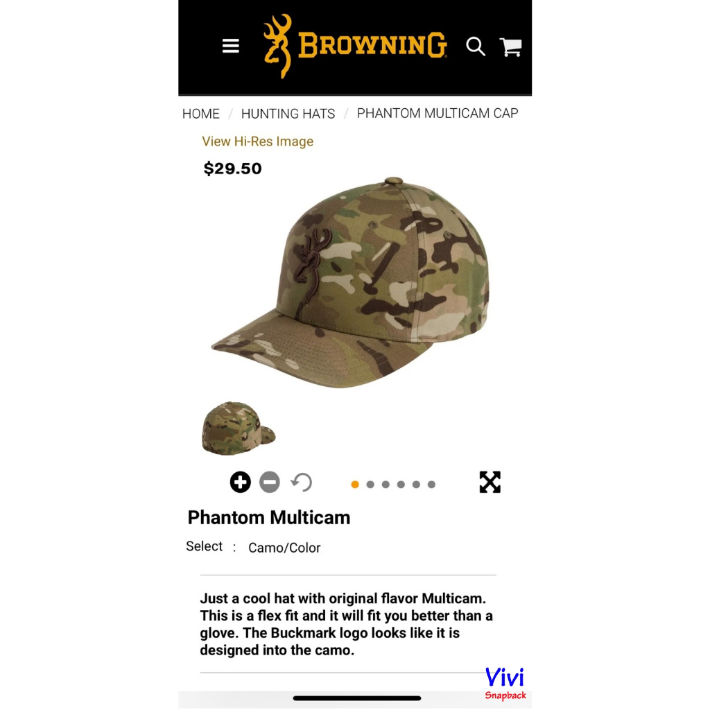 Nón camo bít đuôi Browning Phantom Multicam Camo Fit Cap,mũ lưỡi trai pít đuôi size nhỏ thời trang thể thao