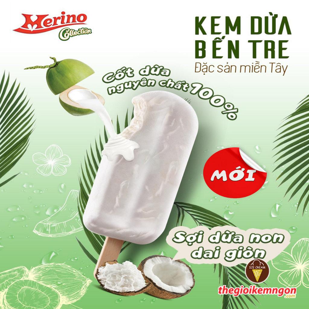 Kem dừa Bến Tre Merino Collection 65g