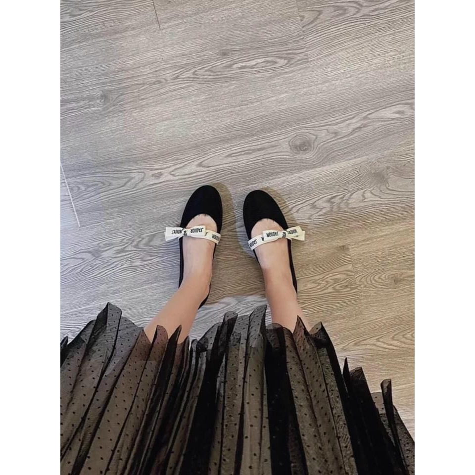 Giày búp bê quai nơ chữ chất bọc vải thun cao cấp