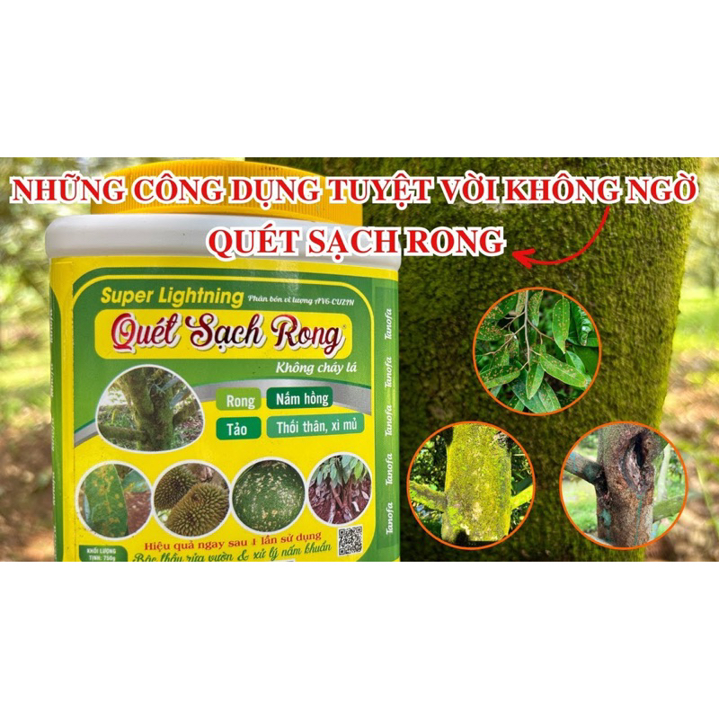 SUPER LIGHTNING ”QUÉT SẠCH RONG” 3 TỐT, PHA 300L, KHÔNG CHÁY LÁ PHÒNG TRỪ NẤM HỒNG, THỐI THÂN, XÌ MỦ HŨ 750GR