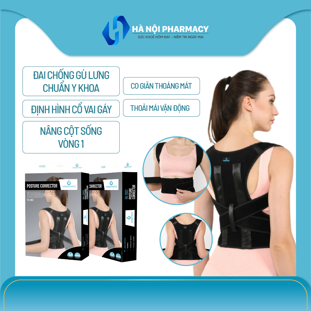 Đai Lưng Chống Gù - Đai Chống Gù Lưng -  Chống Thoái Hóa Thoát Vị - Giảm Đau Lưng Hanaphaco