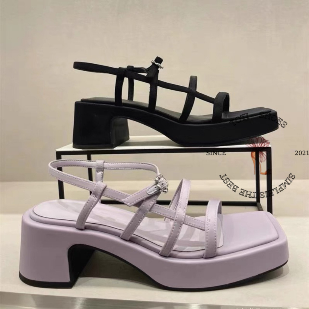 SANDAL CAO GÓT TOTIIE STORE - GIÀY THỜI TRANG QUAI NGANG MẢNH - GUỐC NỮ ĐÚP MŨI VUÔNG S2307060