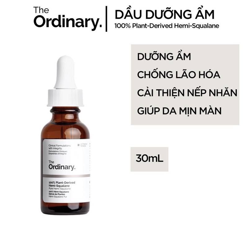 Serum The Ordinary dưỡng ẩm 100% Plant-Derived Squalane 30ml