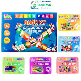 Sách - Thẻ Học Thông Minh -Flash Card Quốc Kỳ Các Quốc Gia Trên Thế Giới - 175 thẻ các quốc gia 5 châu lục (hộp xanh to)