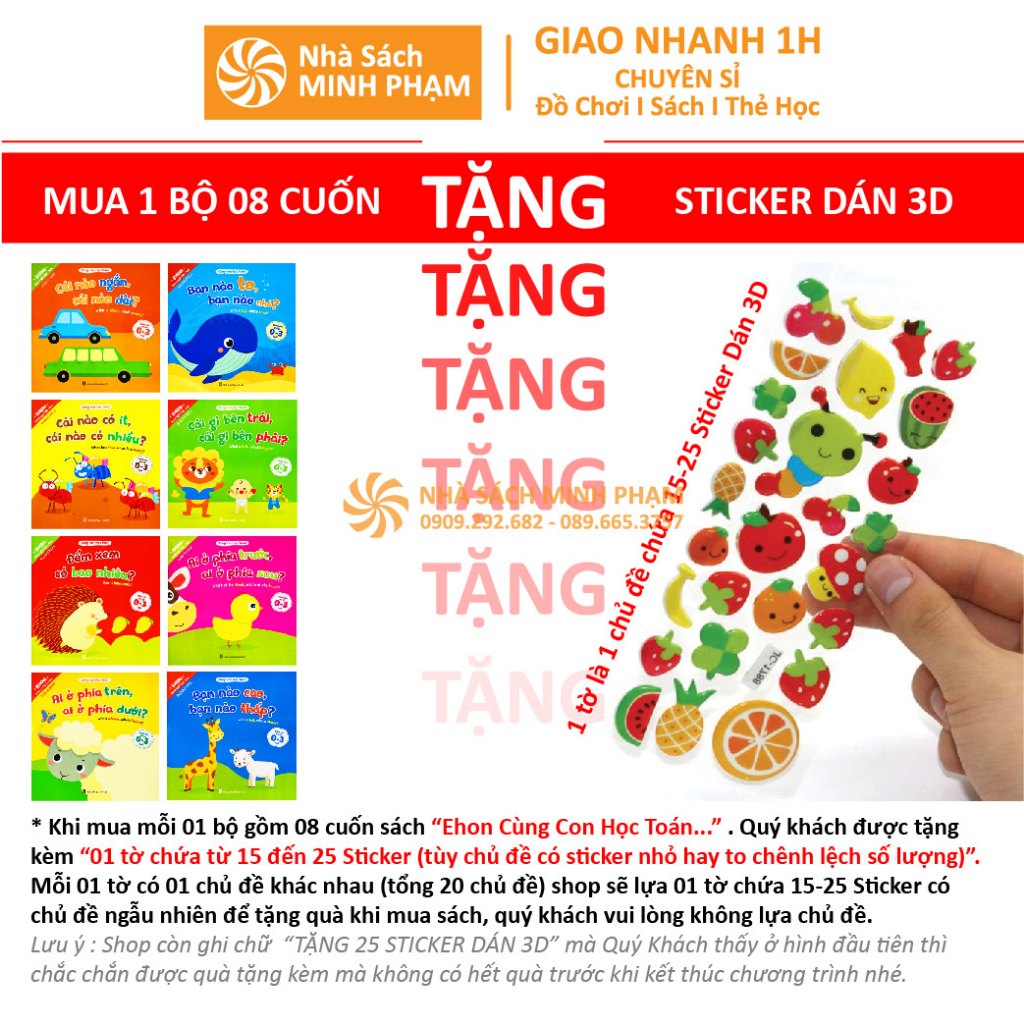Sách - Bộ 8 Quyển Ehon Toán Học Song Ngữ Anh Việt Cho bé Từ 0-3 Tuổi: Cùng Con Học Toán