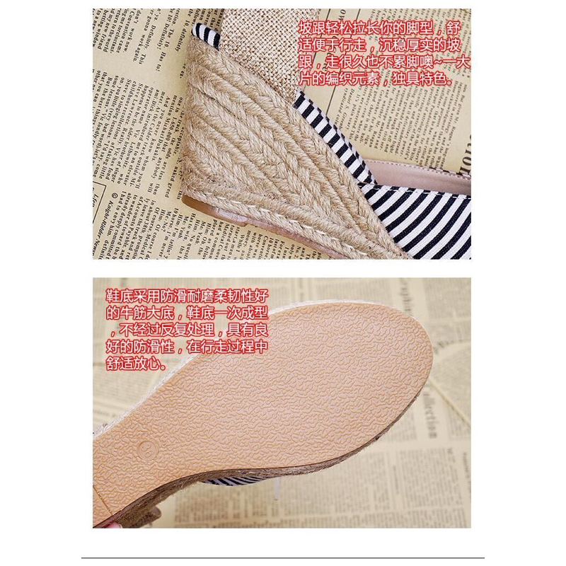 Giày đế cói đi biển cao gót buộc dây cao từ 5/8cm