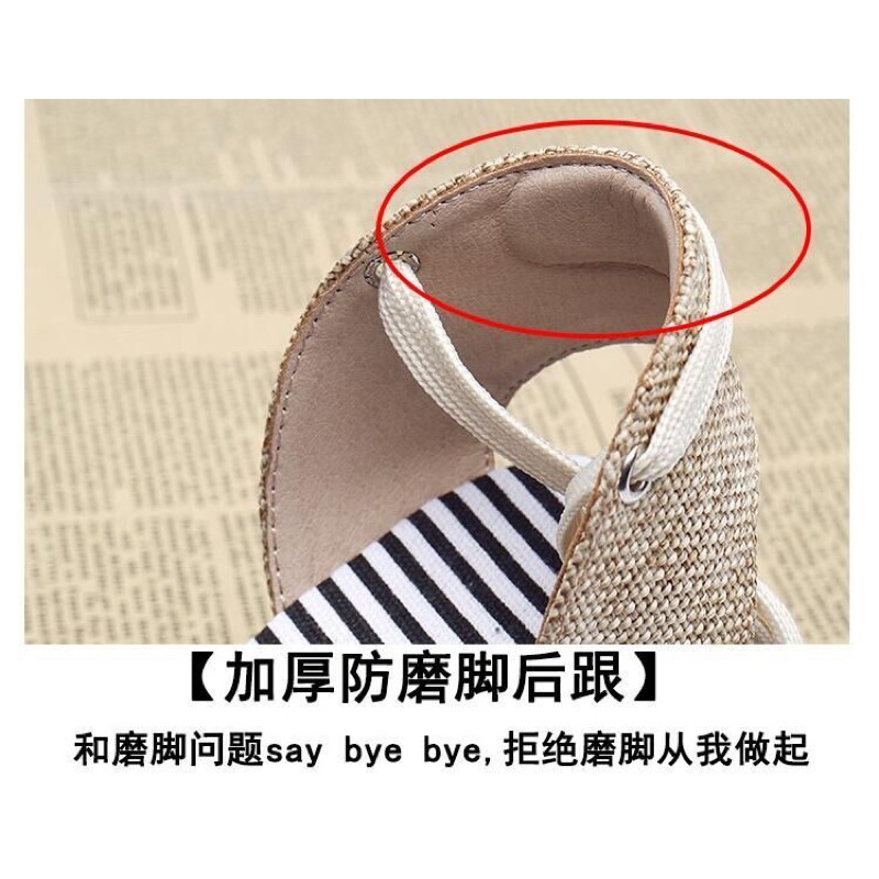 Giày đế cói đi biển cao gót buộc dây cao từ 5/8cm