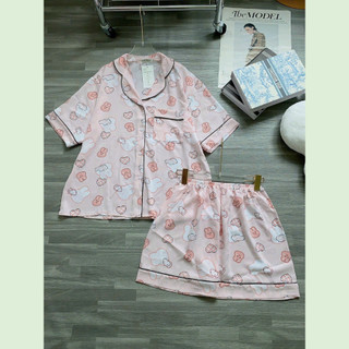 Bộ Pijama Áo Cọc Quần Đùi Lụa Mango - Booty Boutique