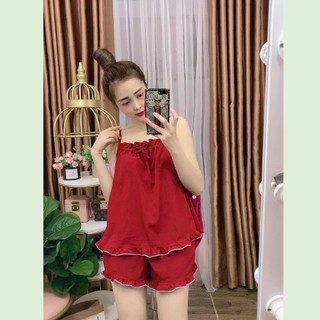 Set Đồ Mặc Ngủ 2 Dây Trơn Lụa Satin - Booty Boutique