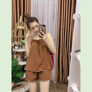 Set Đồ Mặc Ngủ 2 Dây Trơn Lụa Satin - Booty Boutique