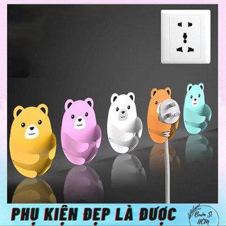 Giá đỡ phích điện hình gấu dễ thương, phụ kiện giúp nhà cửa gọn gàng hơn, giá đỡ phích điện dán tường không cần đục lỗ
