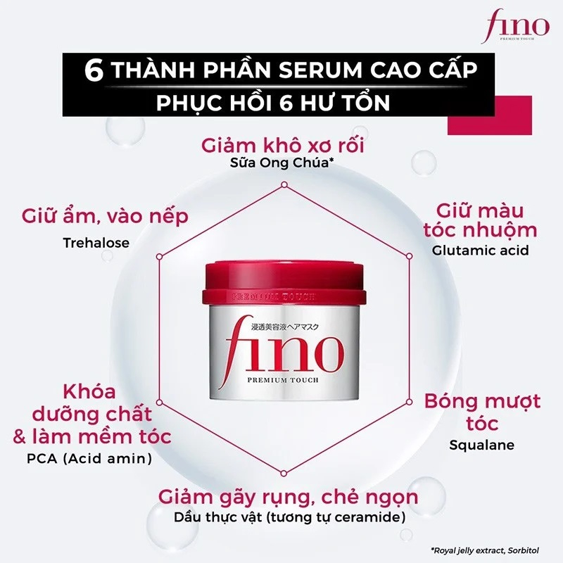 Kem Ủ Tóc Giúp Tóc Phục Hồi & Suôn Mượt Fino Premium Touch 230g