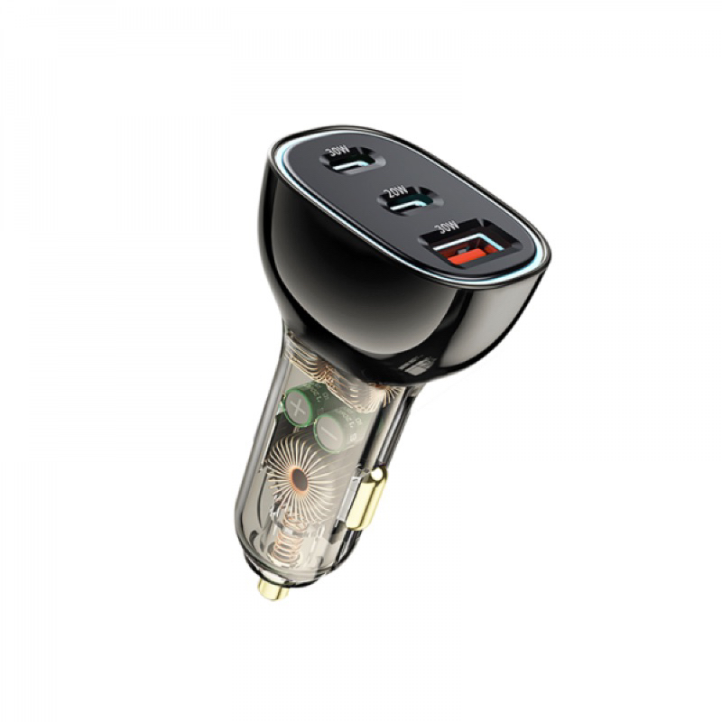 Bộ sạc xe hơi Wiwu 3 In 1 Car Charger Dual USB C + USB A PC700 sạc nhanh, hỗ trợ sạc 3 cổng một lúc - Hàng chính hãng