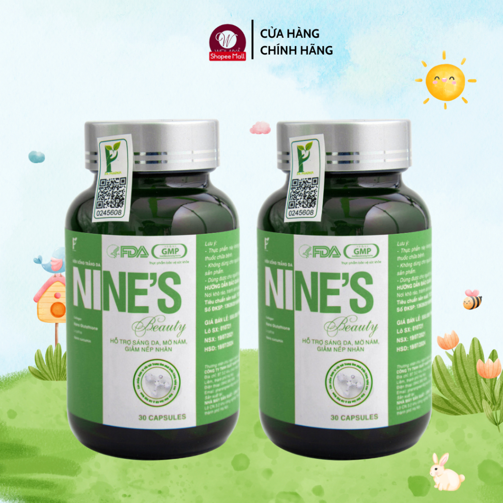 Nine's Viên Uống Trắng Da Mờ Nám Giảm Nếp Nhăn Nines Beauty (30 viên)