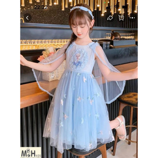Hm1228 đầm công chúa elsa thun cotton đính kèm tà voan cho bé gái