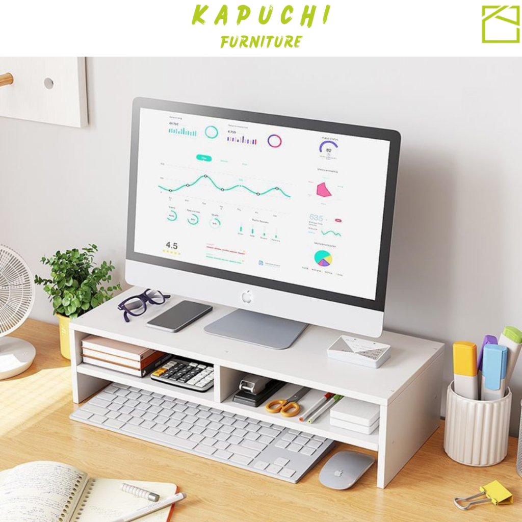 Kệ màn hình, kệ đặt laptop để bàn có ngăn tiện lợi gỗ MDF chắc chắn - KA25 KA27