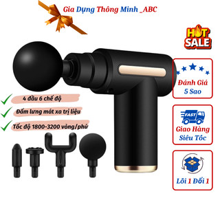 Máy massage gun đấm lưng cầm tay đa năng - Súng mát xa cổ vai gáy giảm co cứng cơ với 4 đầu và 6 chế độ - DL2