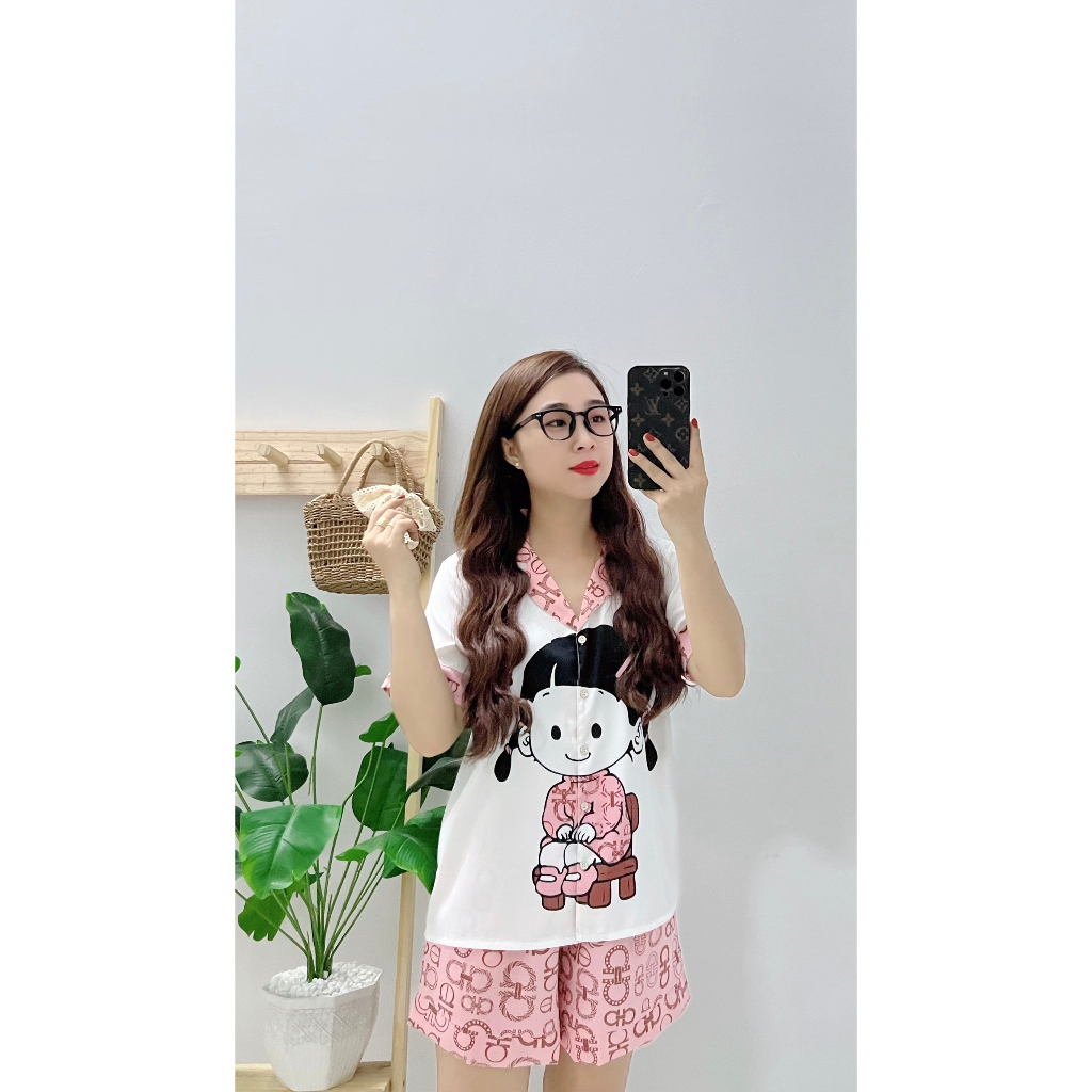 Đồ bộ nữ ANH MỸ pijama chất liệu lụa mango cao cấp 5D đùi DMG-01