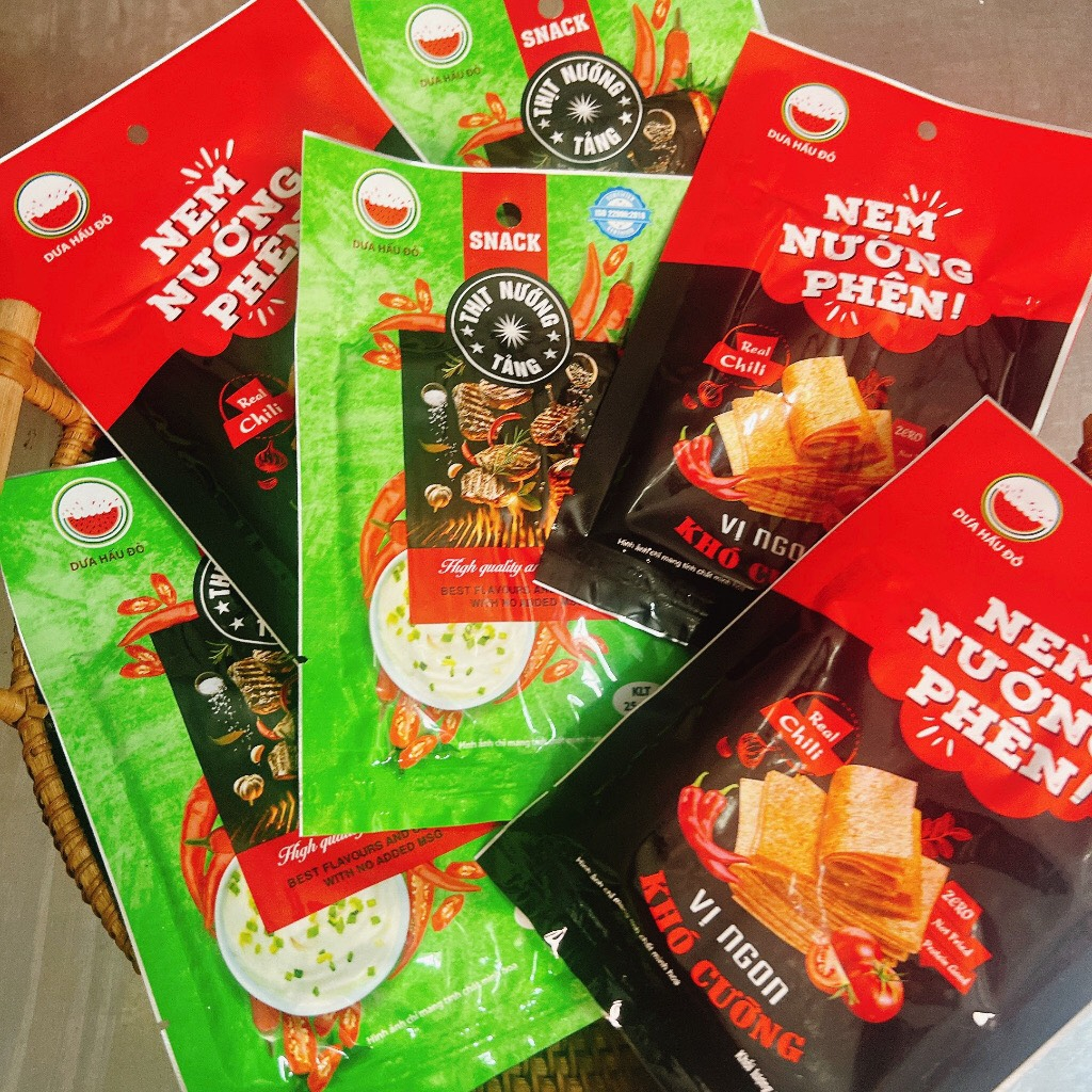 Snack nem nướng phên, thịt nướng tảng, snack cay làm từ bột mì gói 25g - Tiệm ăn vặt ĂN LÀ MÊ ăn vặt tuổi thơ