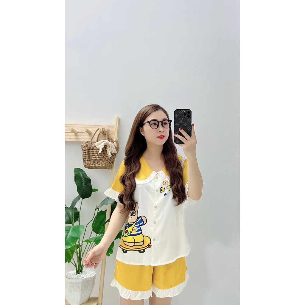 Đồ bộ nữ ANH MỸ pijama chất liệu lụa latin cao cấp tay ngắn quần ngắn LTDUI-01