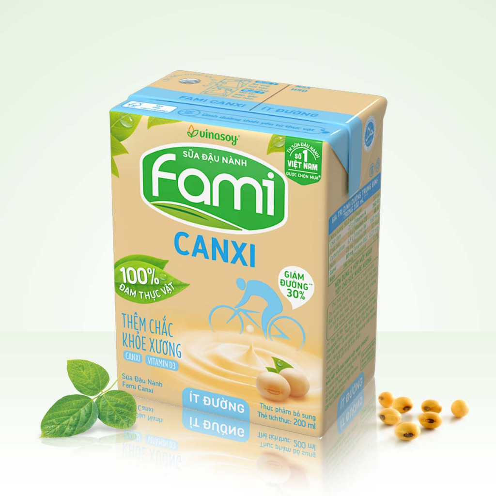 Thùng sữa đậu nành Fami Canxi ít đường (36 hộp x 200ml)