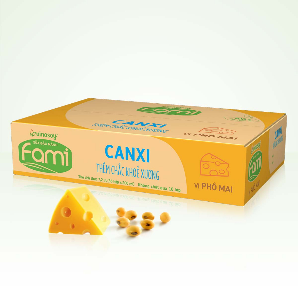 Thùng sữa đậu nành Fami Canxi Phô Mai (36 hộp x 200ml)