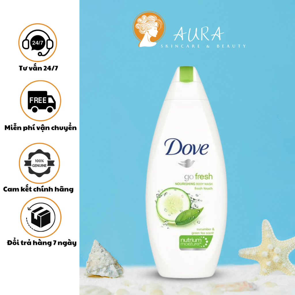 (Bản Đức) Sữa Tắm Dưỡng Thể Dove Hương Dưa Leo & Trà Xanh Chăm Da Mềm Mịn 750ml, Sữa Tắm Dove Go Fresh