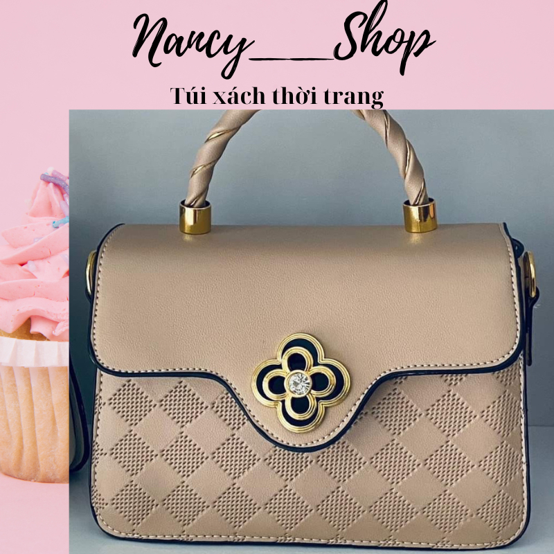 Túi xách đeo chéo khóa hoa xoay thời trang tặng kèm khăn