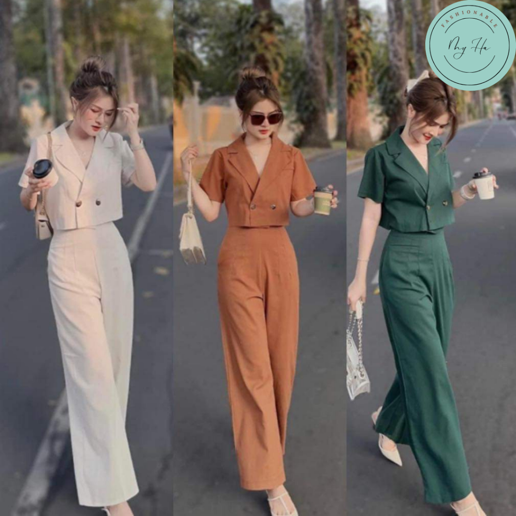 Set vest áo croptop cộc màu xanh lá cây hàng thiết kế cao cấp chất đẹp