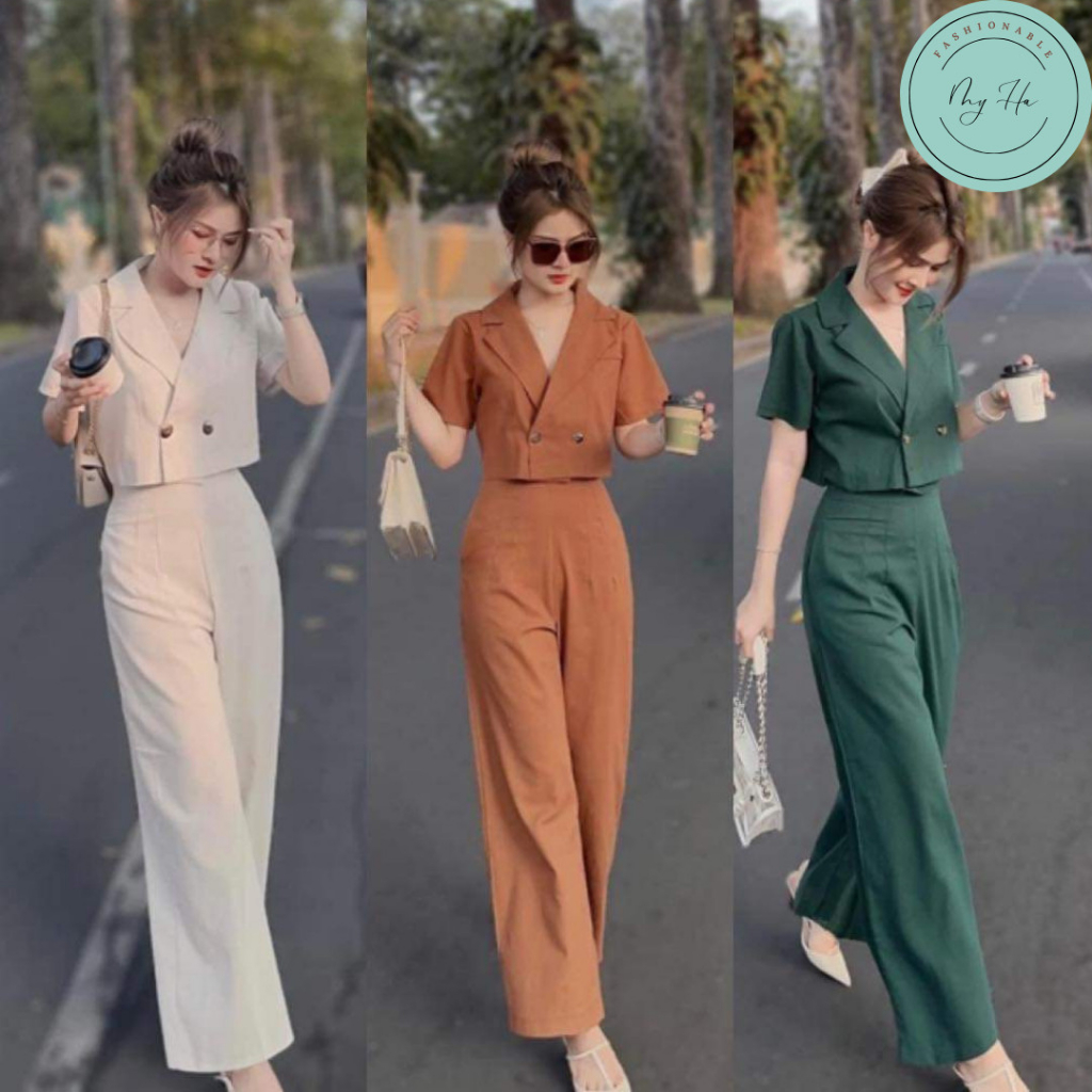 Set vest áo croptop cộc màu xanh lá cây hàng thiết kế cao cấp chất đẹp