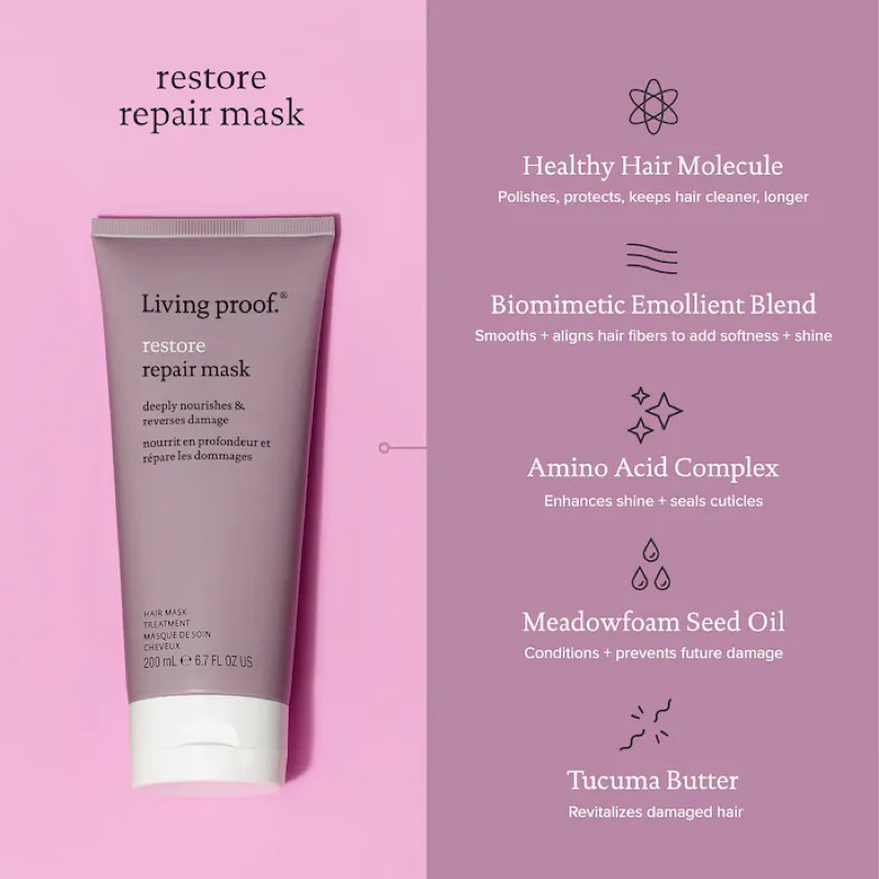 Mặt nạ ủ phục hồi tóc hư tổn Living Proof Restore Repair Hair Mask