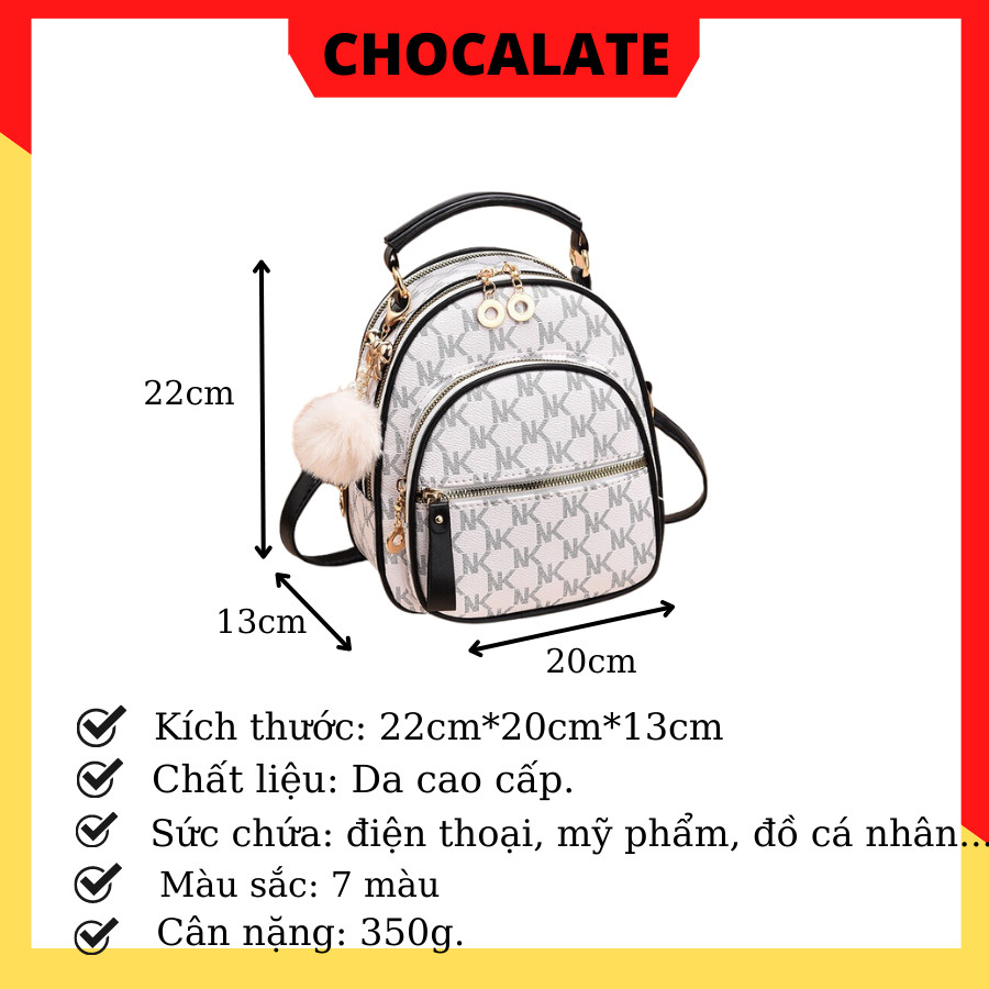 Balo Da Mini Thời Trang Nữ Cao Cấp CHOCALTE Vừa Đeo Balo Vừa Đeo Vai Mang Đi Du LỊch, Đi Chơi Siêu Xinh. Mã 34