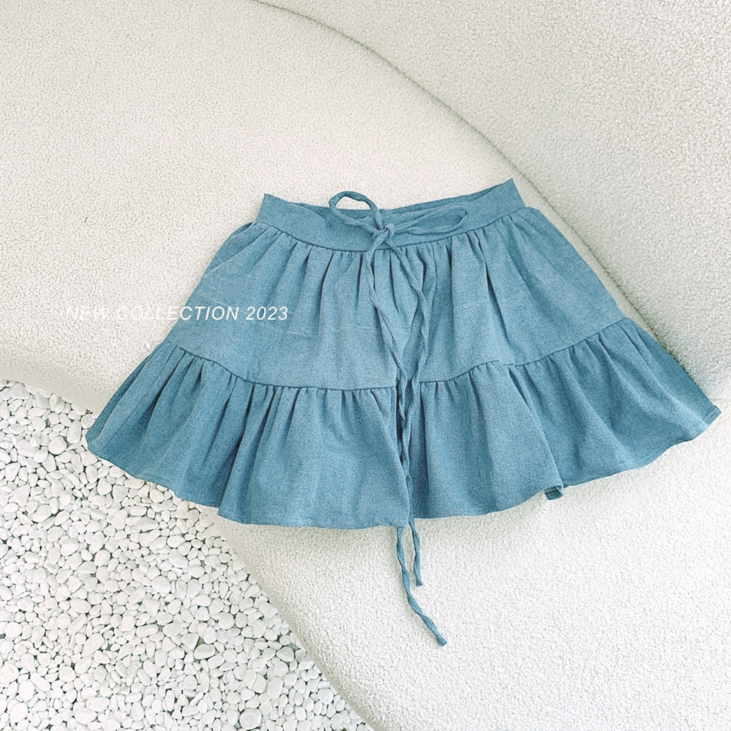 Chân váy 2 tầng Đen - Xanh Denim Bigsize 58-90 Kg