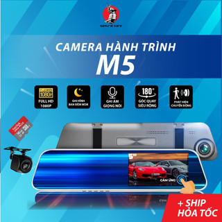 Camera hành trình M5/M4 dạng gương chiếu hậu màn hình , tích hợp gương chiếu hậu , độ phân giải FullHD 1080p