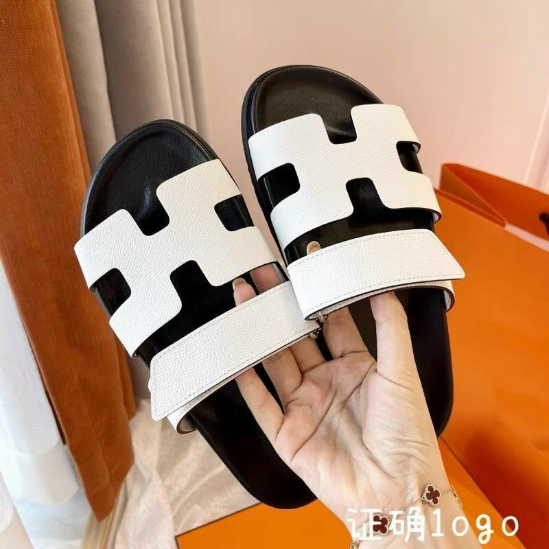 Dép da Hm quai trắng đế 4cm,Dép nữ 44ts_showd đặt tăng 1 size