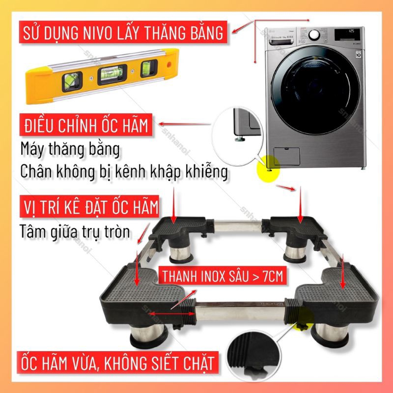 Chân Kê Cao Cấp Máy Giặt Tủ Lạnh, Bình Lọc Nước, Máy Rửa Bát Chống Rung Lắc, Chống Ồn Hiệu Quả (CE2386)