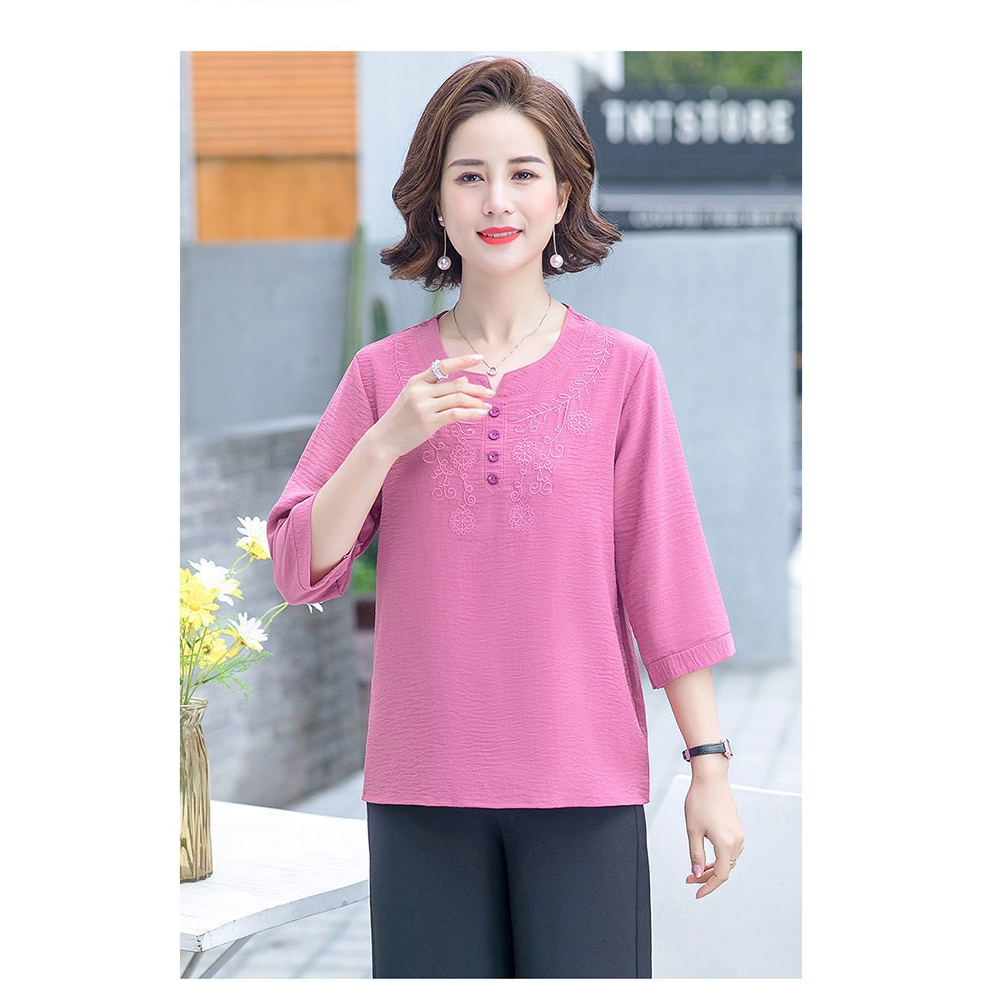 Áo đũi trung niên họa tiết thêu mặc đi chơi dành cho các chị ms490
