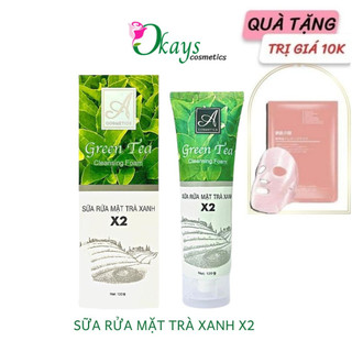 Sữa rửa mặt trà xanh x2 kiềm dầu sạch sâu giảm nhờn mụn acosmetics 120ml- Okays