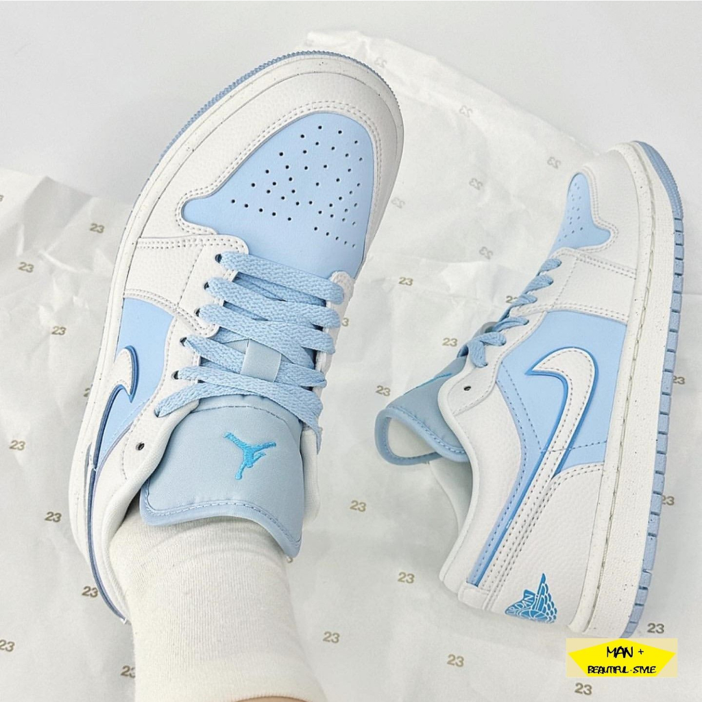 Giày Jordan 1 Ice Blue màu xanh nhạt hot hit 2023, Giày thể thao Jordan thấp cổ full box, Free ship