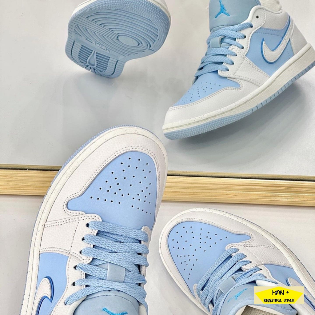 Giày Jordan 1 Ice Blue màu xanh nhạt hot hit 2023, Giày thể thao Jordan thấp cổ full box, Free ship