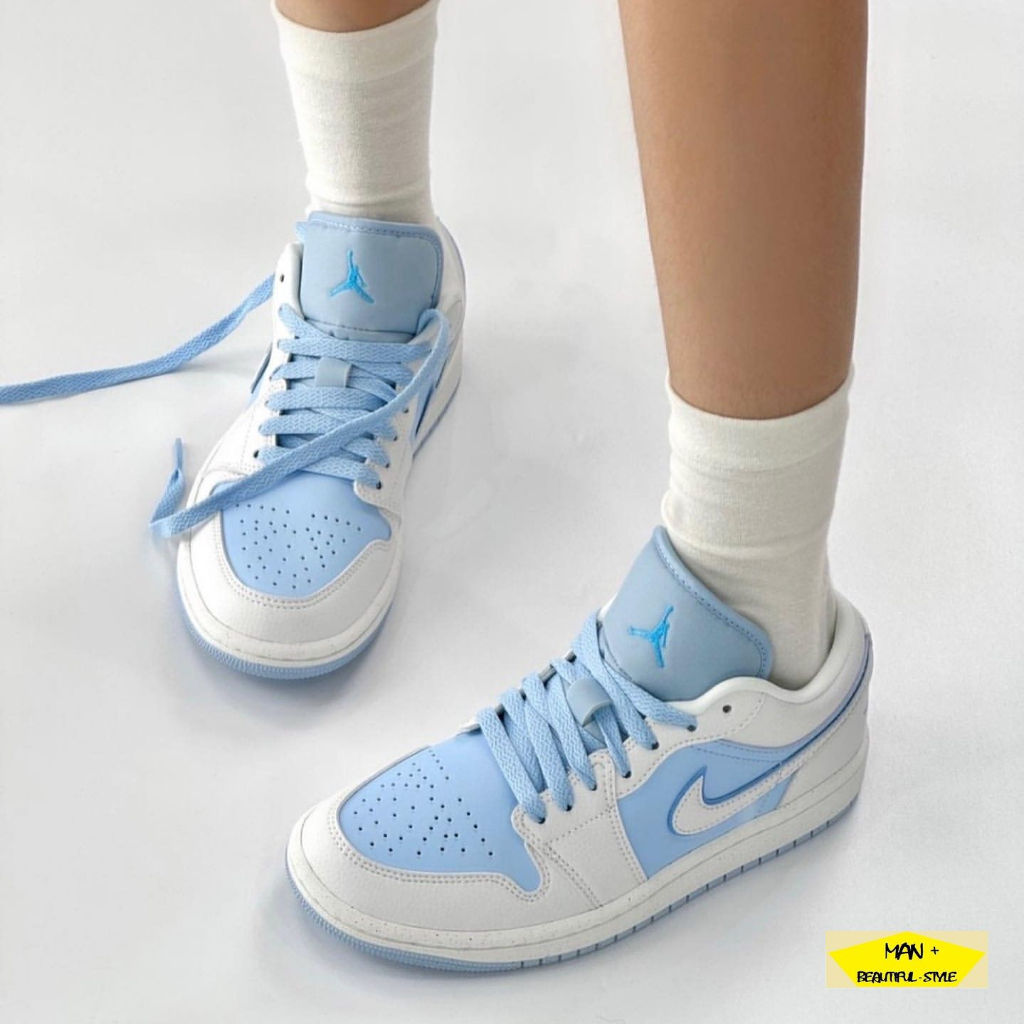 Giày Jordan 1 Ice Blue màu xanh nhạt hot hit 2023, Giày thể thao Jordan thấp cổ full box, Free ship