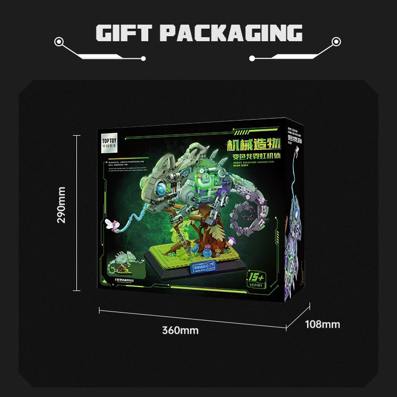 Đồ Chơi Lắp Ráp Mô Hình Tắc Kè Hoa Máy Bán Thân ROBOT Phát Sáng TC2101 Với 1000+ Mảnh Ghép