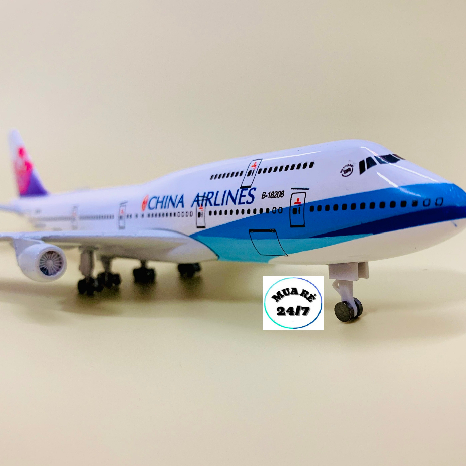 Mô hình máy bay China Airlines B747. Mô hình kim loại cao cấp 20cm có bánh xe
