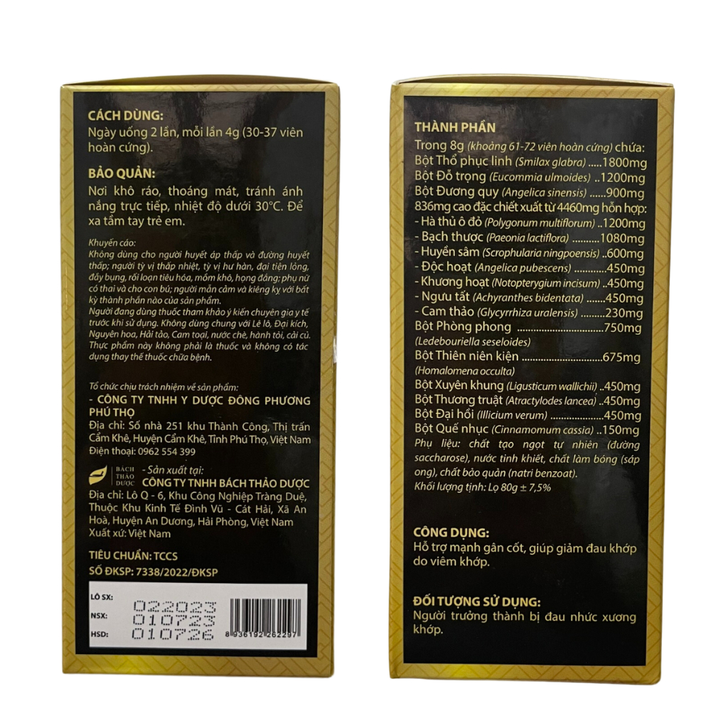 Viên xương khớp Đông Phương hỗ trợ giảm đau nhức xương khớp lưu thông khí huyết hộp, Viên uống xương khớp Hồng Tâm Đường