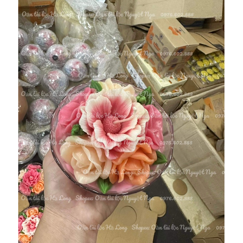Nến bơ cốc nhiều size tạo hình hoa