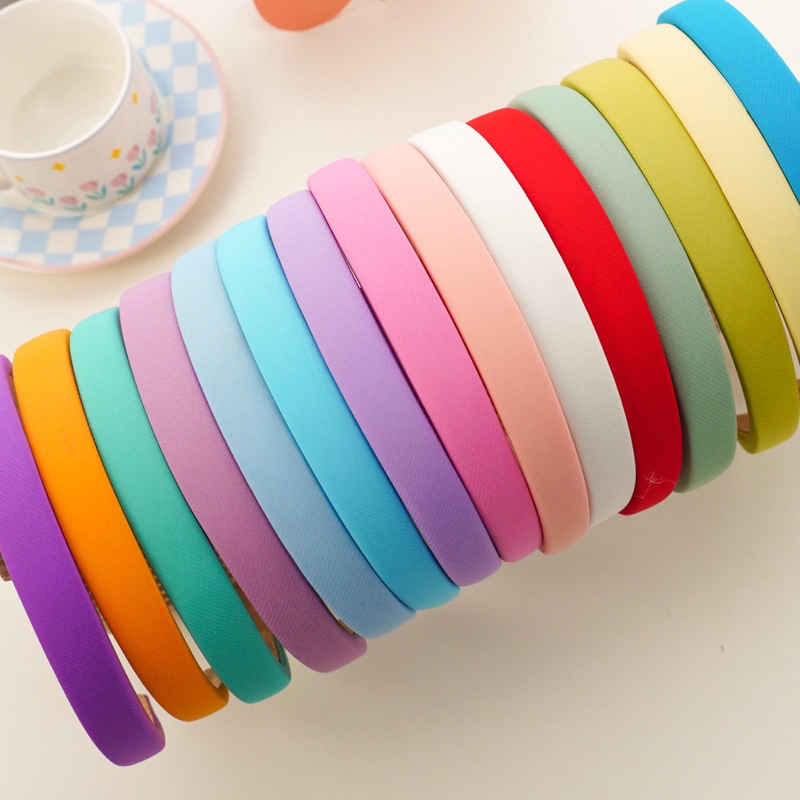 CX01. Cài tóc nữ xốp màu trơn màu bơ sữa băng đô bờm tóc