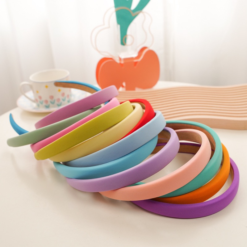 CX01. Cài tóc nữ xốp màu trơn màu bơ sữa băng đô bờm tóc