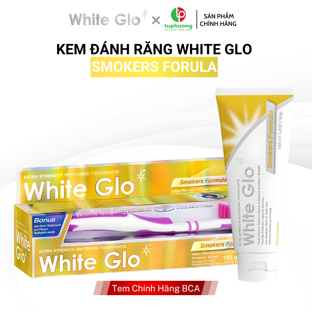 Kem Đánh Răng White Glo Dành Cho Người Hút Thuốc  150gr _ Smoker Formula Whitening Toothpaste